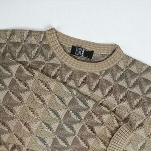 Vintage TSA Sweater Mens Large Gray Oversized 90s Cotton Wool Abstract Geometric